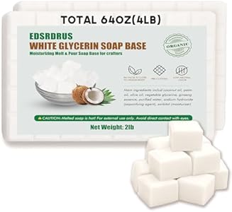 4LB Unscented Glycerin Soap Base DIY Handmade Soap Moisturizing Melt and Pour Soap Base for Crafting, Vegetable Glycerin & Coconut Oil, Easy to Cut (Clear, 4LB) EDSRDRUS