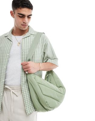 ASOS DESIGN soft cross body bag with quilt in sage green ASOS DESIGN
