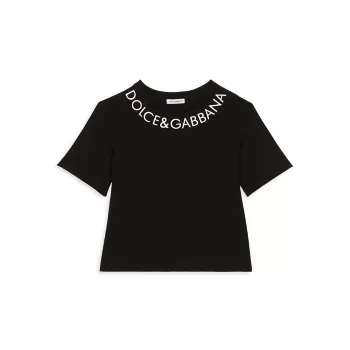 Маленькая девочка и усилитель; Укороченная футболка с логотипом для девочек Dolce & Gabbana
