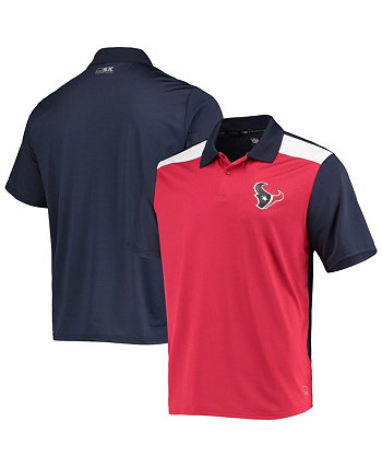 Men's Red, Navy Houston Texans Challenge Color Block Performance Polo Shirt MSX by Michael Strahan
