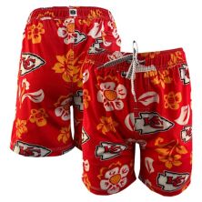 Youth Wes & Willy Red Kansas City Chiefs Floral Volley Swim Trunks Wes & Willy