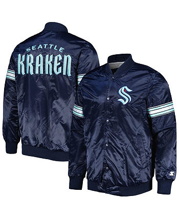 Мужская темно-синяя атласная университетская куртка Seattle Kraken Pick and Roll с застежкой на всю длину Starter
