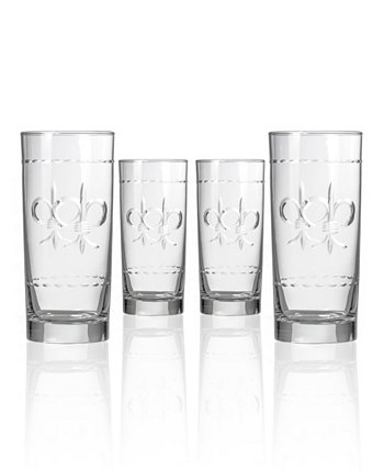 Fleur De Lis Cooler Highball 15 унций - набор из 4 стаканов Rolf Glass