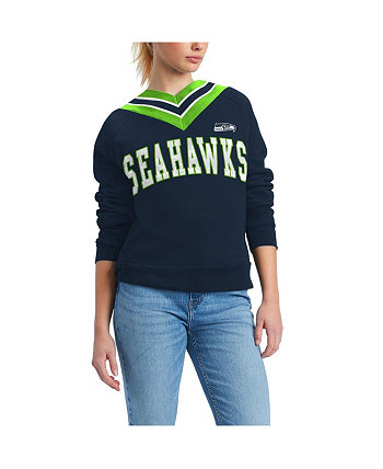 Женский темно-синий пуловер с v-образным вырезом Seattle Seahawks Heidi Tommy Hilfiger