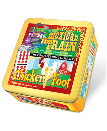 Мексиканские домино с поездом и куриной ножкой - полный набор из двух игр в жестяной банке Puremco