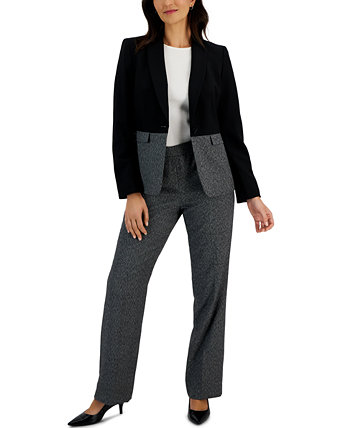 Женская куртка с цветными блоками в узор «гусиные лапки» и брюки с молнией по бокам Le Suit