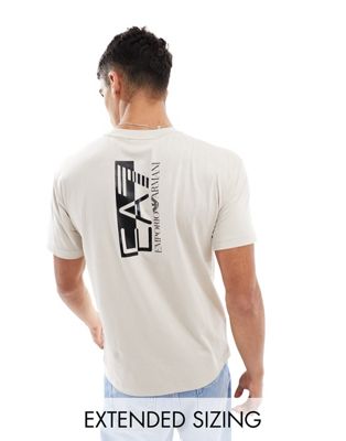Светло-бежевая футболка с принтом логотипа на спине EA7 EA7 Emporio Armani