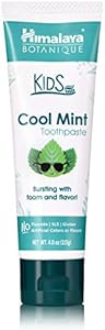 Himalaya Botanique Kids Toothpaste, Cool Mint, Fluoride-Free, Gentle, No Artificial Colors, SLS Free, Gluten Free, Cruelty Free, Vegan, Foaming, 4 Oz, 1 Pack… Himalaya