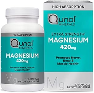 Qunol Magnesium Capsules (Капсулы) 420mg, 100% DV, High Absorption Magnesium Supplement, Extra Strength, Bone and Muscle Health Supplement, 180 Count Qunol