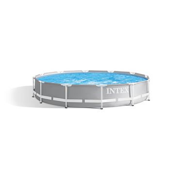 Intex 12 foot x 30 inch Prism Frame Round Above Ground Swimming Pool, (No Pump) Intex