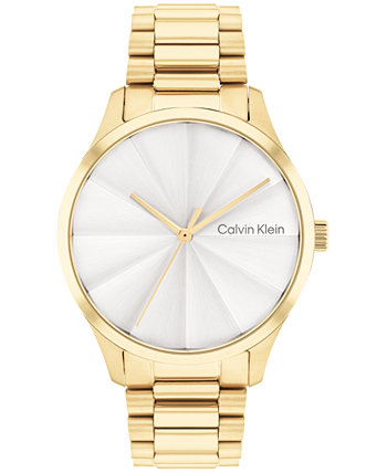 Мужские и женские часы с 3 стрелками из нержавеющей стали с золотым браслетом, 35 мм Calvin Klein