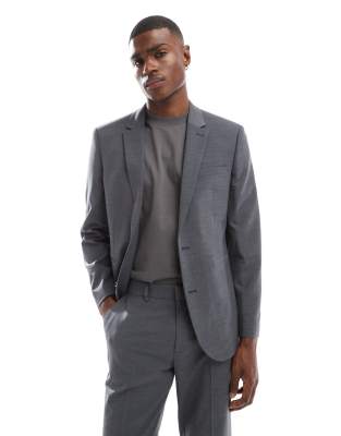 ASOS DESIGN washable slim wool mix suit jacket in charcoal Asos Design