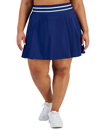 Plus Size Active Striped High-Waist Pleated Skort, Created for Macy's ID Ideology