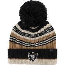 Women's '47 Natural Las Vegas Raiders Barista Cuffed Knit Hat with Pom Unbranded
