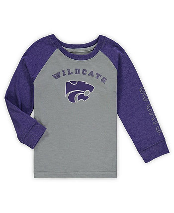 Серая футболка реглан с длинными рукавами для мальчиков и девочек Kansas State Wildcats Colosseum