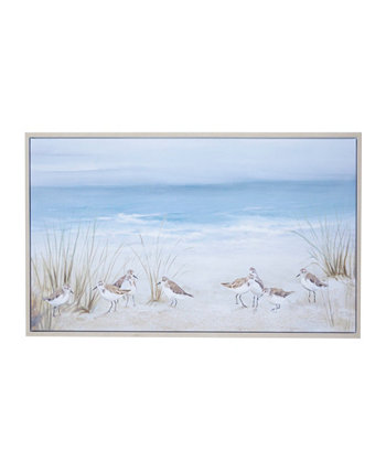 Картина на холсте в рамке с птицей и серебристой рамкой, 55 x 2 x 27 дюймов Rosemary Lane