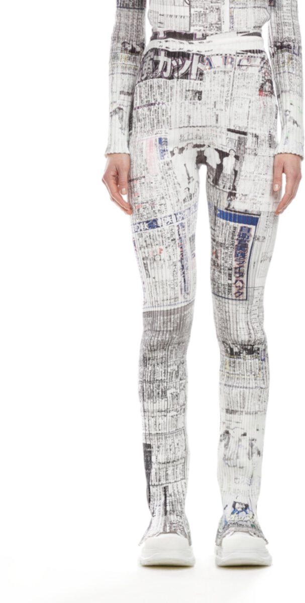 Устроенные сверхдлинные брюки с газетным принтом Nonna Shrunken Giu giu