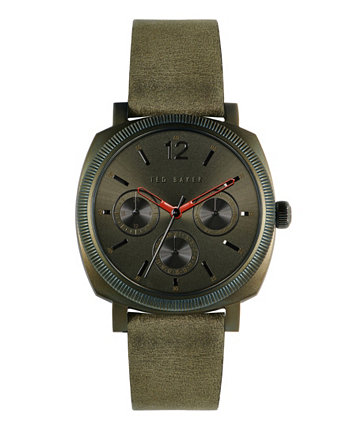 Мужские часы Caine с зеленым кожаным ремешком 42 мм Ted Baker