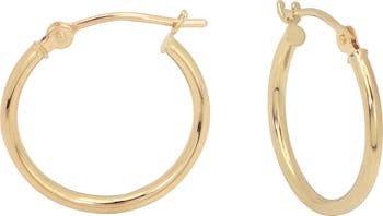 14K Yellow Gold 15mm Hoop Earrings CANDELA JEWELRY