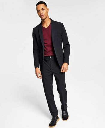 Мужское приталенное спортивное пальто из эластичного однотонного материала Calvin Klein