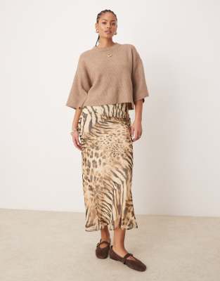 ASOS DESIGN Tall chiffon bias maxi skirt in leopard print ASOS Tall