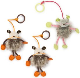 SmartyKat Bouncy Mouse Plush Dangler Catnip Cat Toy, Orange & Gray, Small, 3 count Smartykat