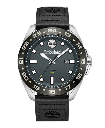 Мужские кварцевые часы Carrigan с черным ремешком из натуральной кожи, 44 мм Timberland