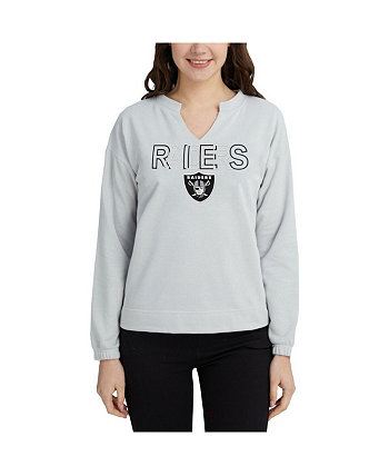 Women's Gray Las Vegas Raiders Sunray Notch Neck Long Sleeve T-shirt Concepts Sport