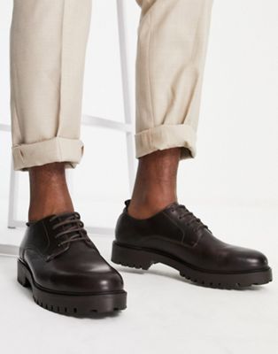 Коричневые кожаные массивные туфли со шнуровкой Walk London WALK London