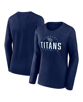 Женская темно-синяя футболка с длинным рукавом Tennessee Titans размера плюс Fanatics