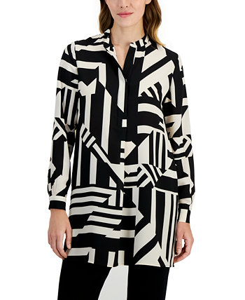 Женская блузка-туника с абстрактным принтом Popover Anne Klein