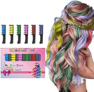 MSDADA New Hair Chalk Comb Temporary Hair Color Dye for Girls Kids with Light Color Hair, Washable Hair Chalk for Girls Age 4 5 6 7 8 9 10 Birthday Cosplay DIY, Halloween, Christmas (Black) MSDADA