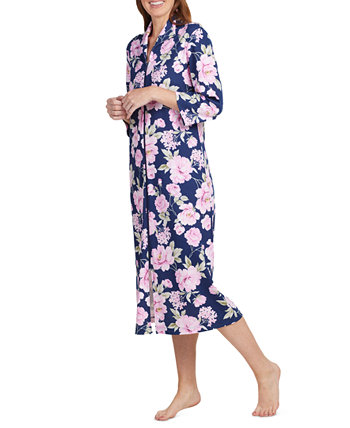Женский вязаный длинный халат на молнии с цветочным принтом Miss Elaine