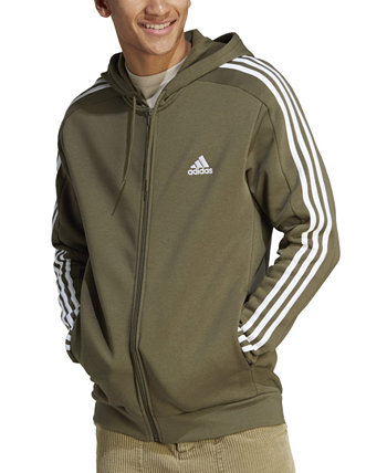 Men's Essentials 3-Stripes Regular-Fit Full-Zip Fleece Hoodie, Regular & Big & Tall Adidas