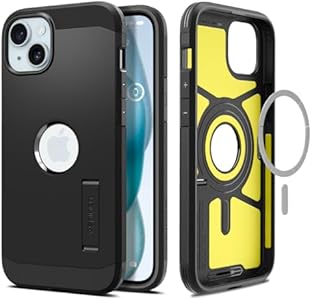 Чехол Tough Armor MagFit для iPhone 15 (2023) с подставкой, защитой военного уровня, совместимость с MagSafe — черный Spigen