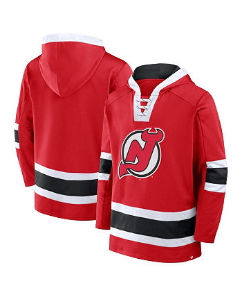 Красное флисовое мужское худи New Jersey Devils Inside Line с кружевной отделкой и командным логотипом Fanatics