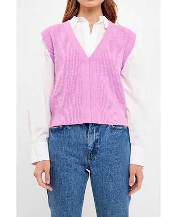 Women's Knit Sweater Vest English Factory