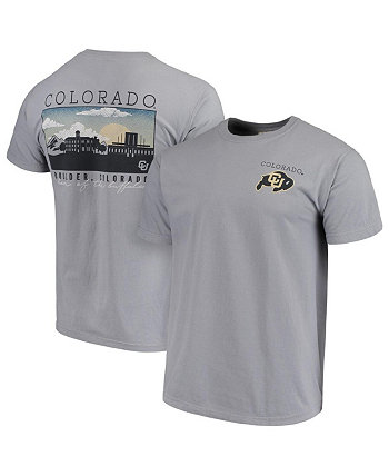 Men's Gray Colorado Buffaloes Comfort Colors Campus Scenery T-shirt Image One