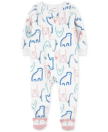 Цельная флисовая пижама на ножках с животным принтом для девочек-подростков Carter's