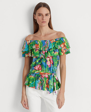 Women's Floral Jersey Off-the-Shoulder Top Ralph Lauren