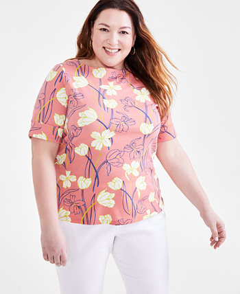 Женская блузка большого размера с тюльпанами Style & Co Style & Co