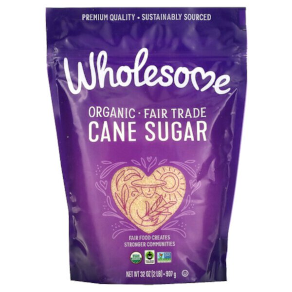 Органический тростниковый сахар, 2 фунта (907 г) Wholesome