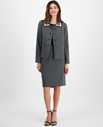 Women's Seamed Birdseye Tweed Skirt Suit, Regular & Petite Le Suit