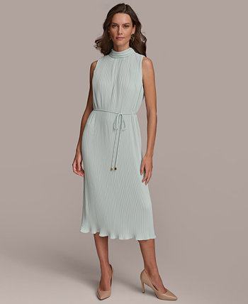 Women's Pleated Sleeveless A-Line Dress Donna Karan New York