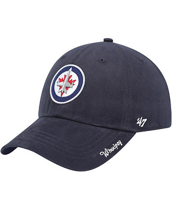 Женская темно-синяя регулируемая кепка Winnipeg Jets Team Miata Clean Up '47 Brand
