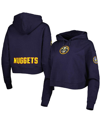 Women's Navy Denver Nuggets Classic Fleece Cropped Pullover Hoodie Pro Standard