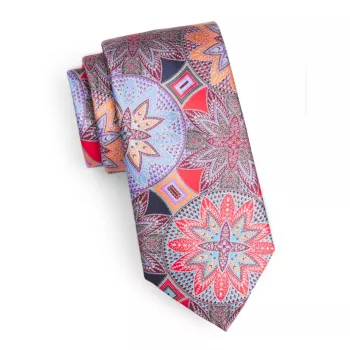 Шелковый галстук с принтом медальонов Zegna