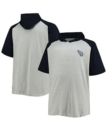 Мужской пуловер с короткими рукавами и короткими рукавами Tennessee Titans Big and Tall реглан серого, темно-синего цвета Fanatics