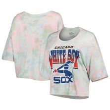 Женская укороченная футболка свободного кроя из трех смесей с принтом тай-дай Majestic Threads Chicago White Sox Cooperstown Collection Majestic