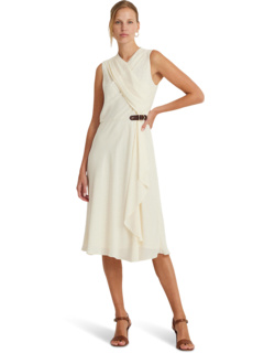 Платье без рукавов из жоржетта с пряжкой и отделкой LAUREN Ralph Lauren
